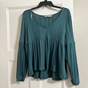 SO Teal Long Sleeve Babydoll Top